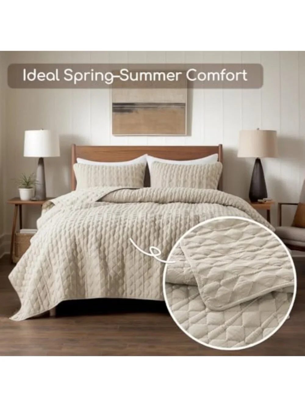 Oversized California King Quilt Set, 3-Piece Soft Bedspread & Pillow Shams